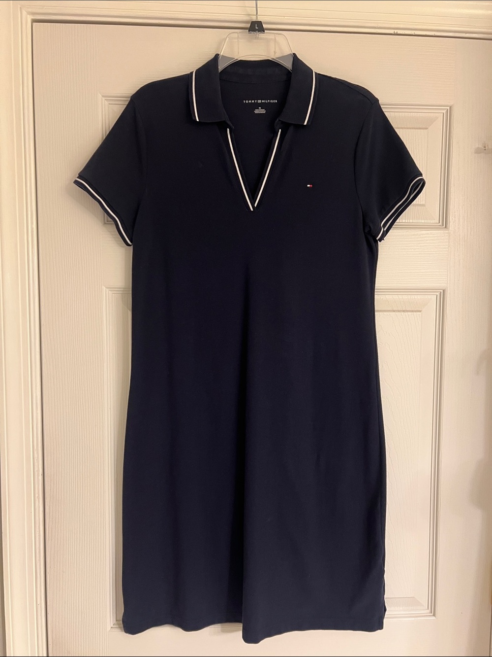Tommy Hilfiger Navy Polo Midi Dress with White Trim